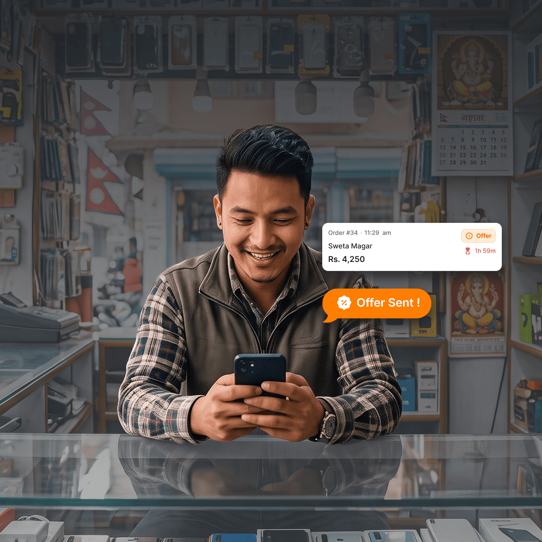 A local shopkeeper sending an offer to a customer on the Briz app