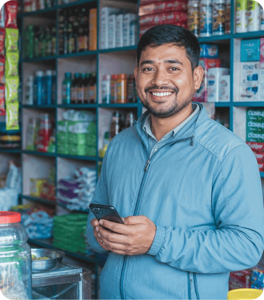A shop owner managing their store on Briz
